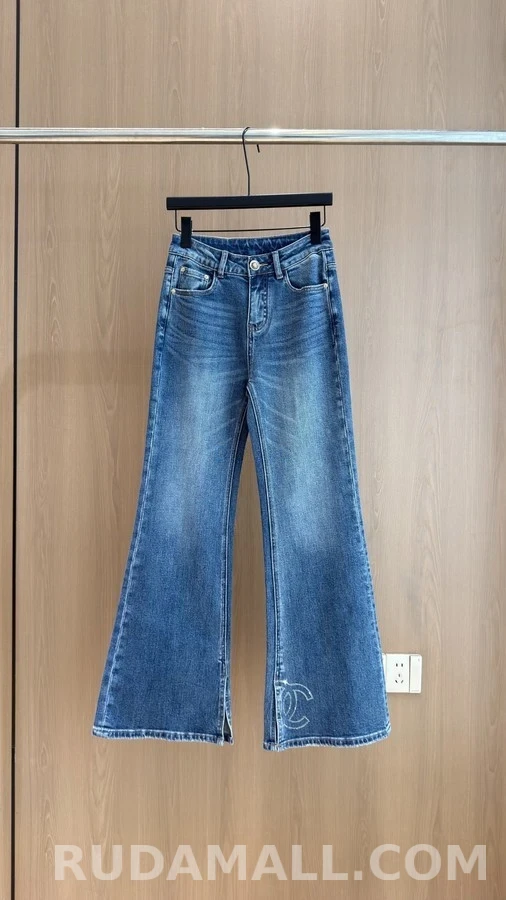 샤넬 샤넬 자수 플레어 데님 팬츠 상세 이미지