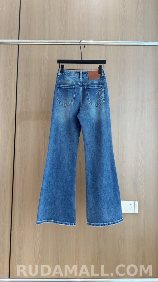 샤넬 샤넬 자수 플레어 데님 팬츠 상세 이미지