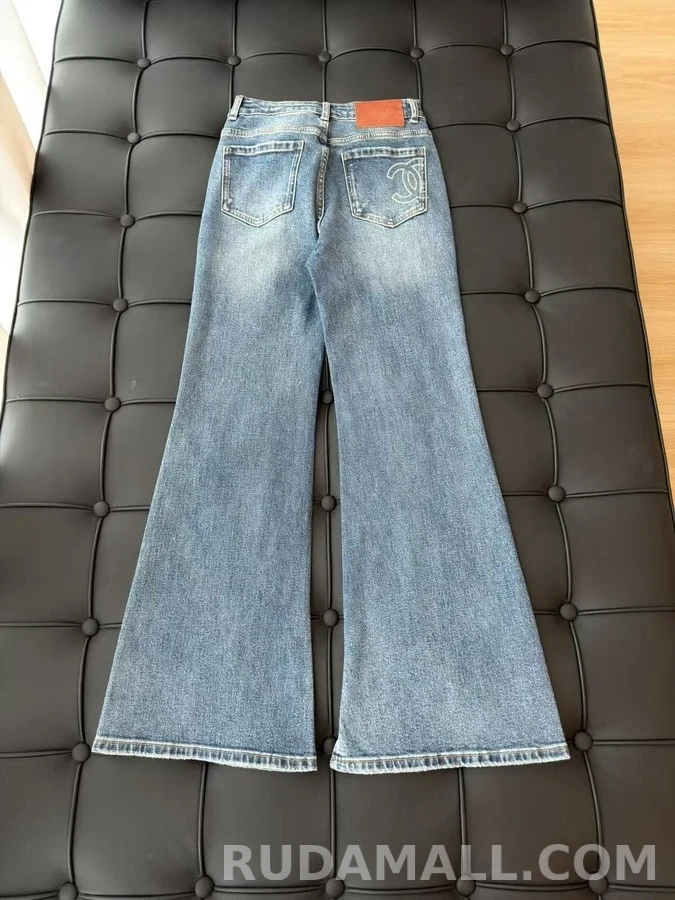 샤넬 샤넬 자수 플레어 데님 팬츠 상세 이미지