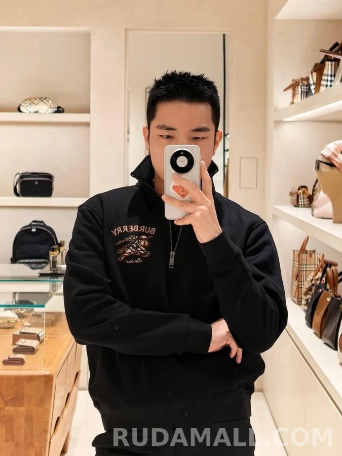 버버리 버버리 격자무늬 기사 로고 코튼 트레이닝 팬츠 상세 이미지