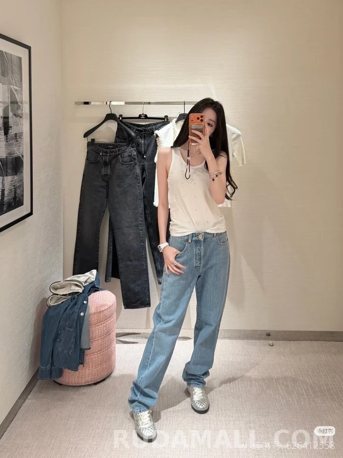 샤넬 샤넬 메탈 로고 스트레이트 데님 상세 이미지