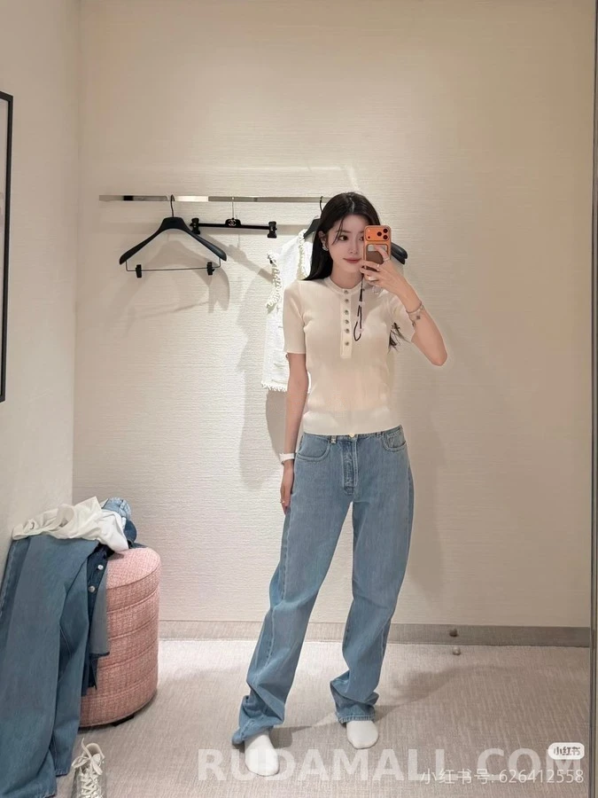 샤넬 샤넬 메탈 로고 스트레이트 데님 상세 이미지