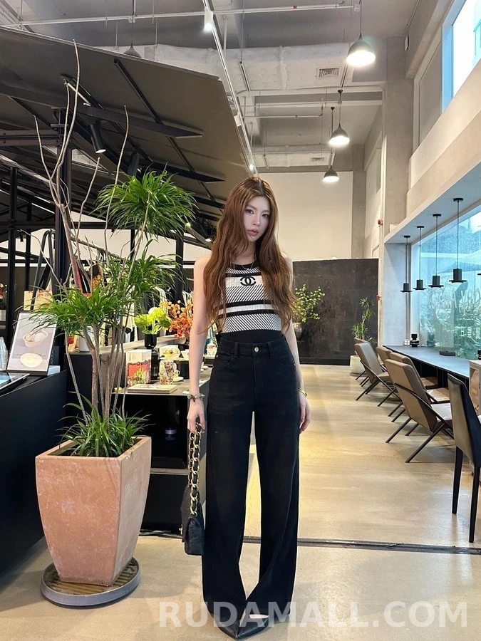 생로랑 세인트로랑 로고 와이드 데님 팬츠 상세 이미지