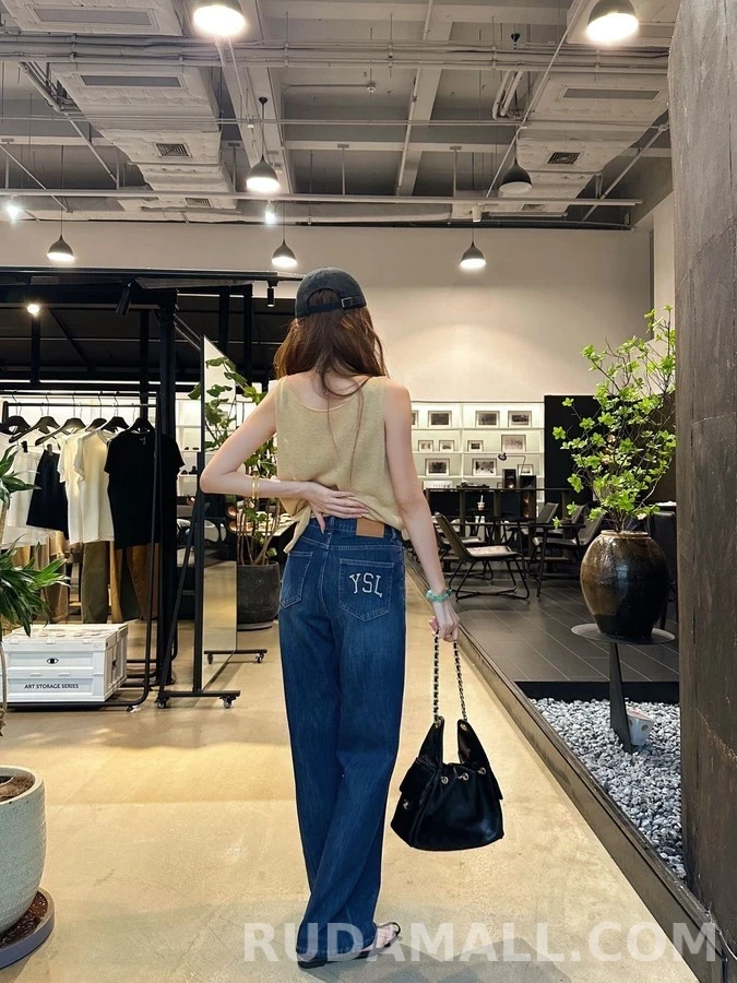 생로랑 세인트로랑 레터링 스트레이트 데님 팬츠 상세 이미지