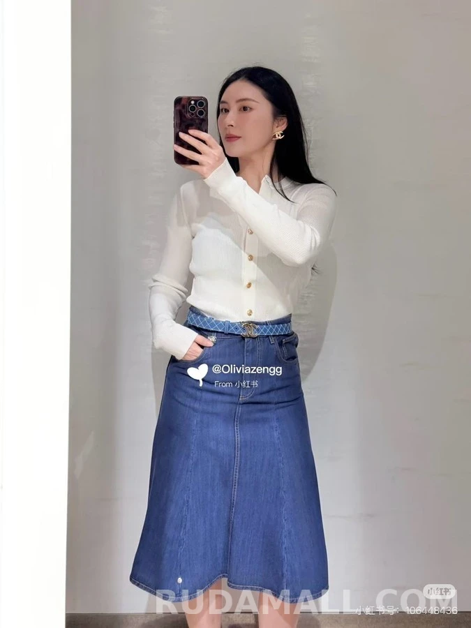 샤넬 샤넬 더블 C 데님 플레어 스커트 상세 이미지
