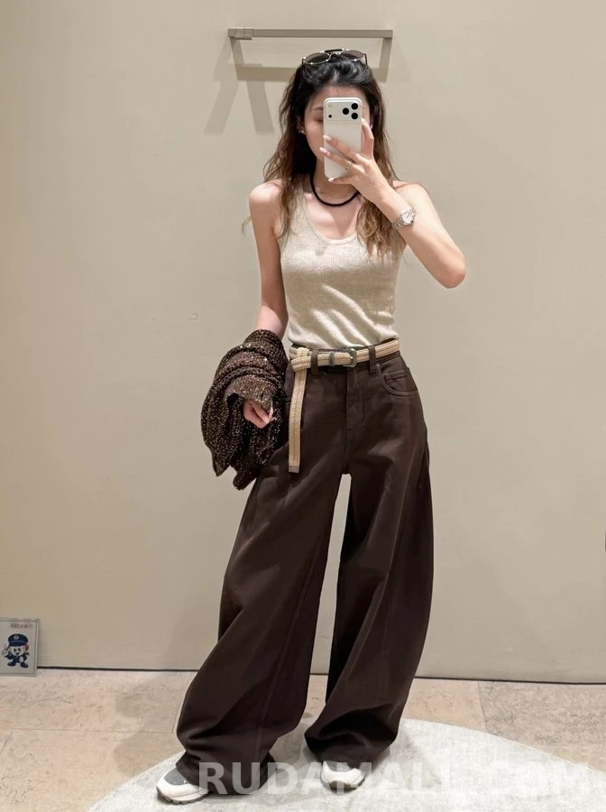 브루넬로 쿠치넬리 브루넬로 쿠치넬리 트윌 와이드 팬츠 상세 이미지