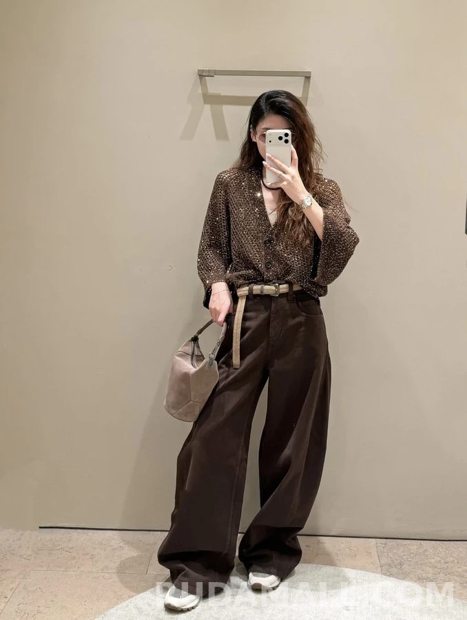 브루넬로 쿠치넬리 브루넬로 쿠치넬리 트윌 와이드 팬츠 상세 이미지