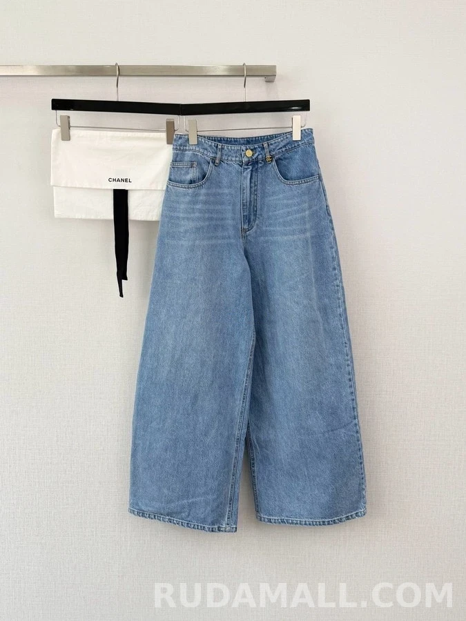 샤넬 샤넬 더블C 스티치 와이드 데님 팬츠 상세 이미지