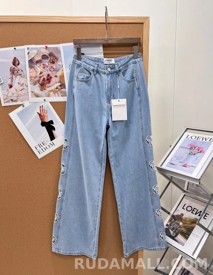샤넬 샤넬 오픈워크 로고 데님 팬츠 상세 이미지