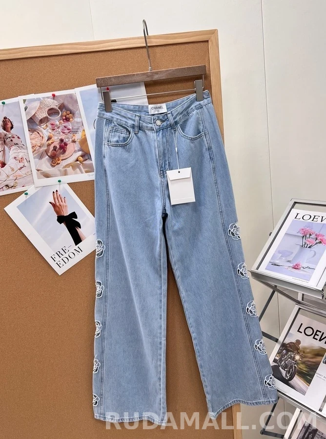 샤넬 샤넬 오픈워크 로고 데님 팬츠 상세 이미지