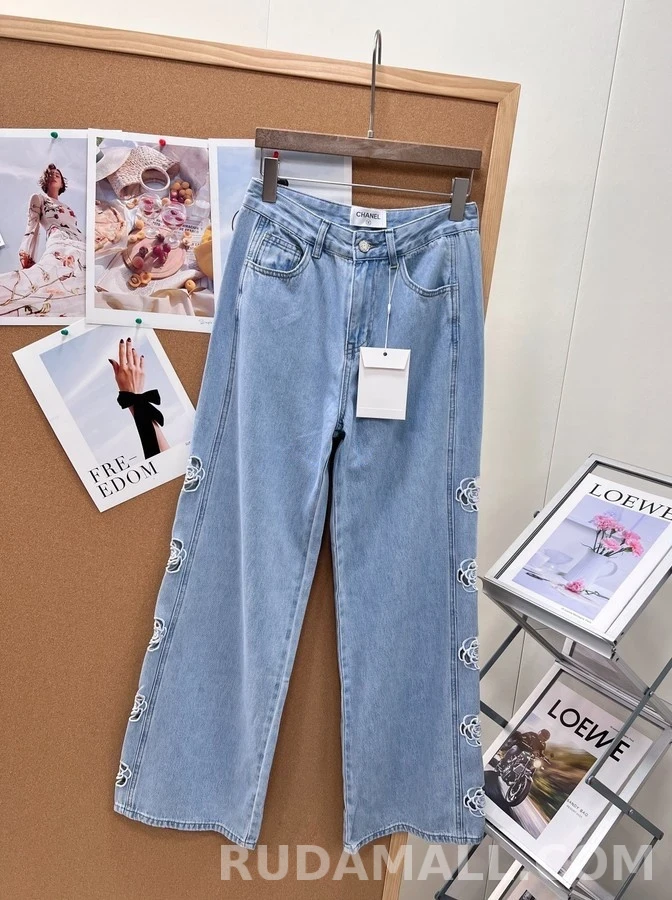 샤넬 샤넬 오픈워크 로고 데님 팬츠 상세 이미지
