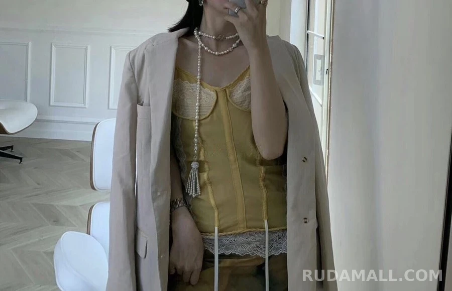 샤넬 샤넬 로고 진주 롱 목걸이 상세 이미지