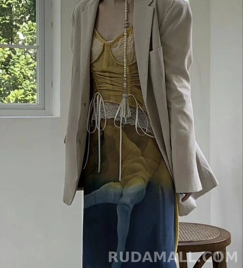 샤넬 샤넬 로고 진주 롱 목걸이 상세 이미지
