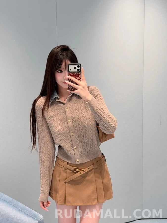 미우미우 미우미우 메탈 벨티드 플리츠 미니 스커트 상세 이미지