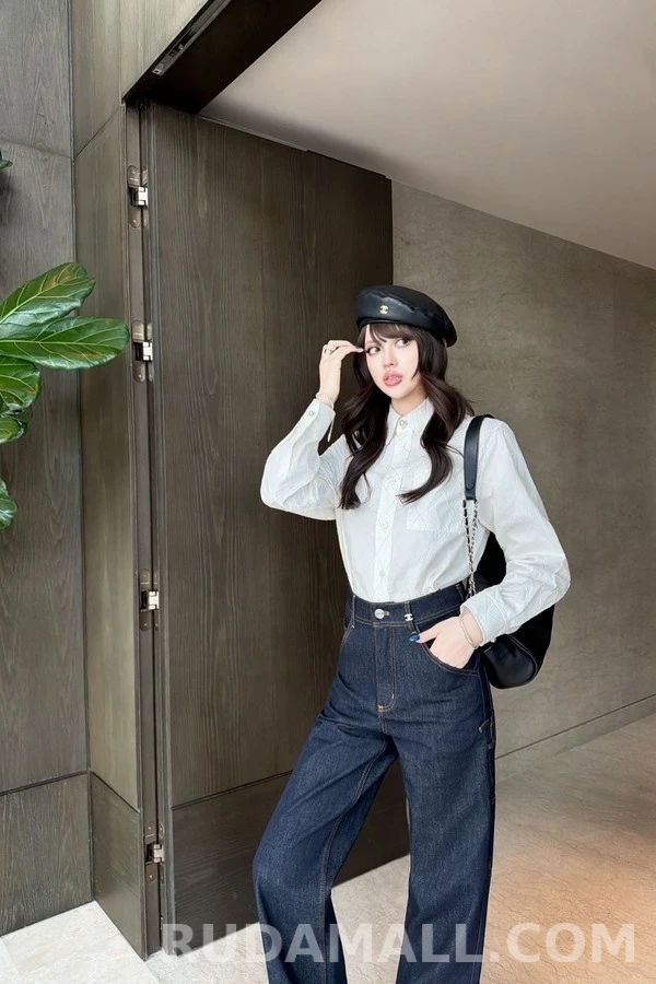 샤넬 샤넬 로고 데님 스트레이트 팬츠 상세 이미지