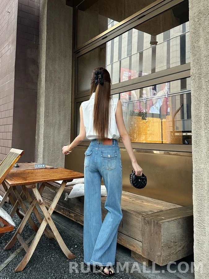 샤넬 샤넬 더블 C 버튼 플레어 데님 팬츠 상세 이미지