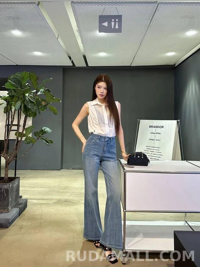샤넬 샤넬 더블 C 버튼 플레어 데님 팬츠 상세 이미지