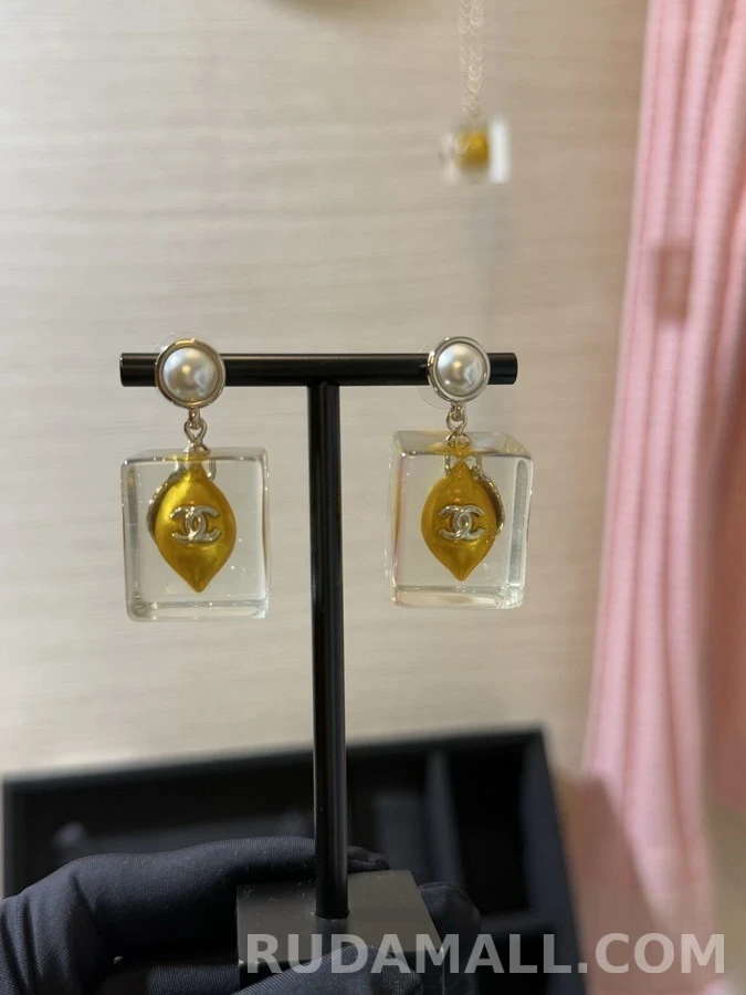 샤넬 샤넬 진주 레몬 블록 귀걸이 상세 이미지