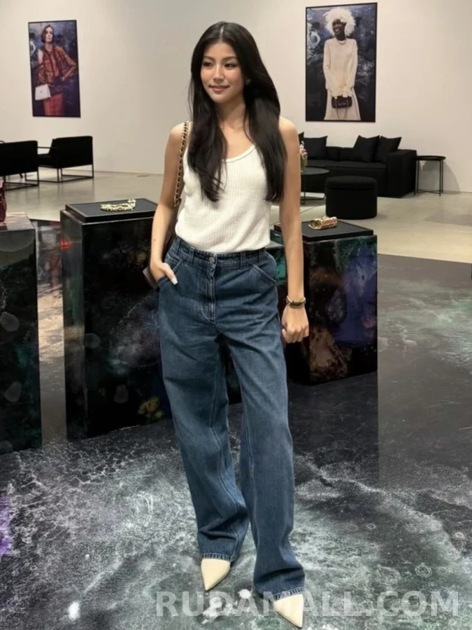 샤넬 샤넬 더블 C 로고 와이드 데님 팬츠 상세 이미지