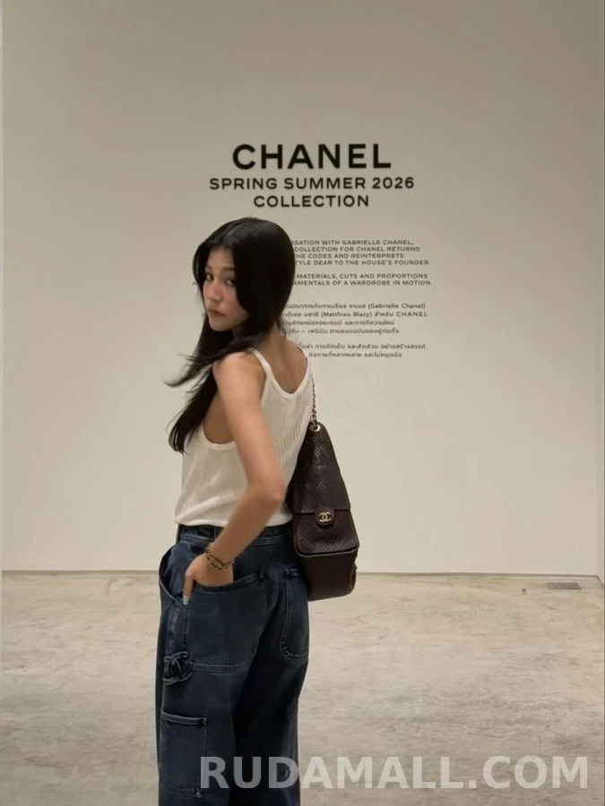 샤넬 샤넬 더블 C 로고 와이드 데님 팬츠 상세 이미지