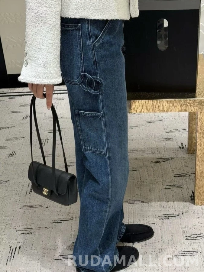 샤넬 샤넬 더블 C 로고 와이드 데님 팬츠 상세 이미지
