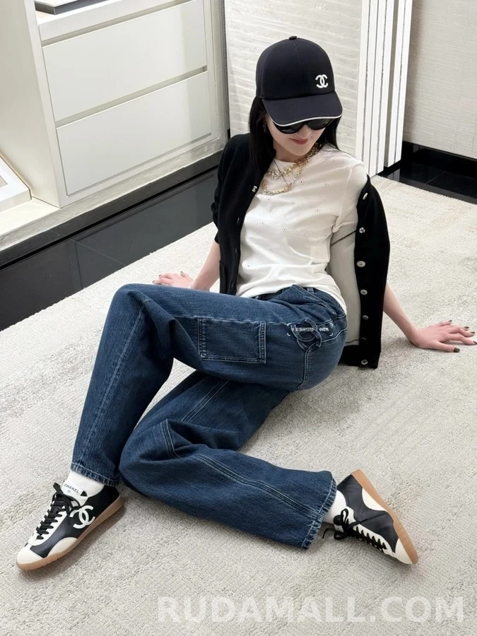 샤넬 샤넬 더블 C 로고 와이드 데님 팬츠 상세 이미지