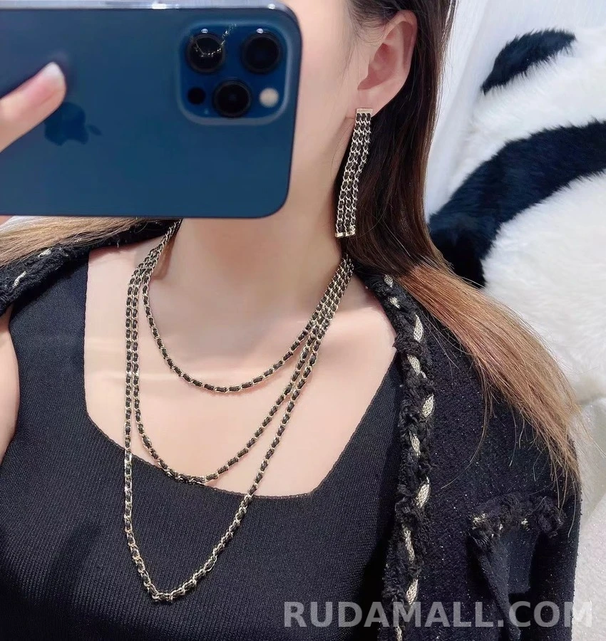 샤넬 샤넬 우븐 체인 드롭 귀걸이 상세 이미지