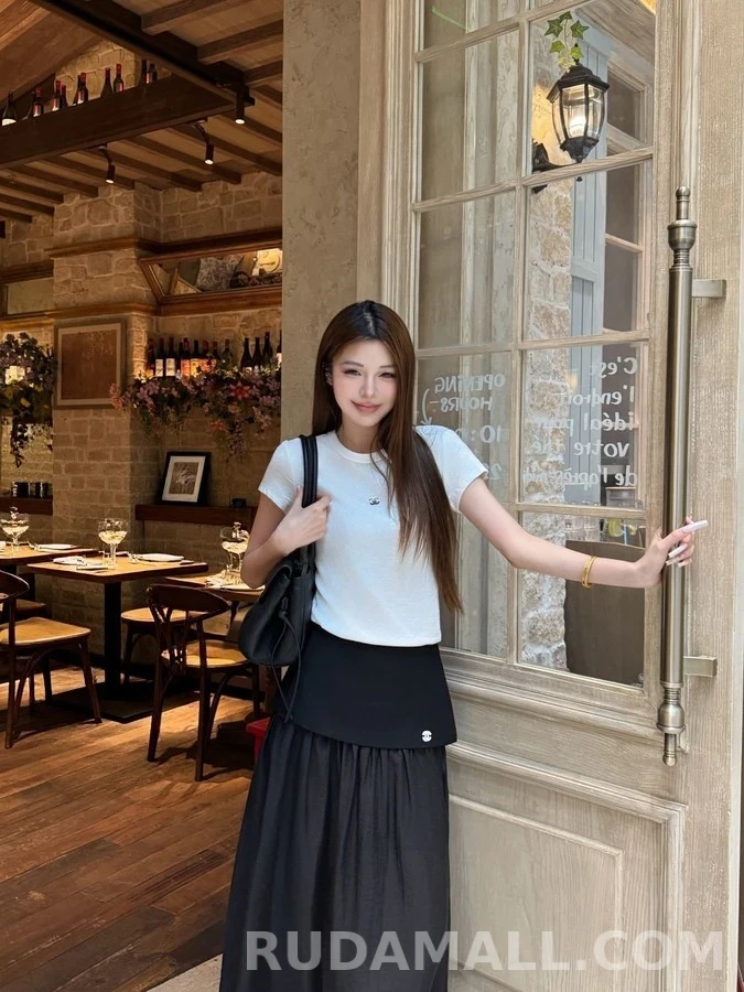 샤넬 샤넬 더블 C 자수 시폰 스커트 상세 이미지