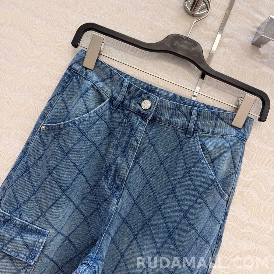 샤넬 샤넬 다이아몬드 패턴 카고 데님 팬츠 상세 이미지