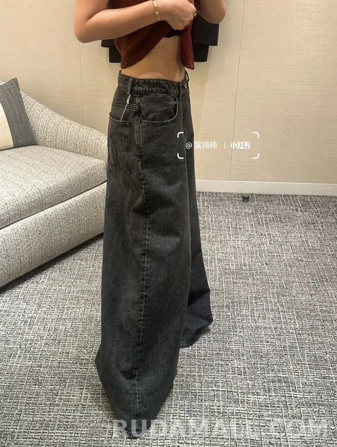 샤넬 샤넬 로고 자수 와이드 데님 팬츠 상세 이미지