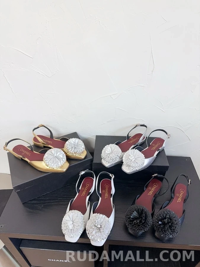 샤넬 샤넬 카멜리아 장식 슬링백 힐 상세 이미지