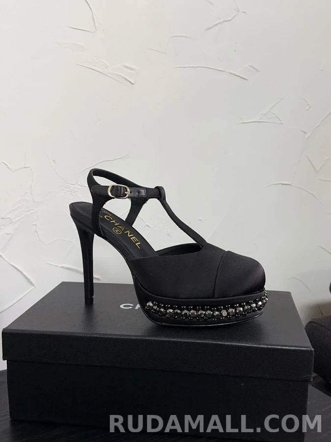 샤넬 샤넬 크리스탈 장식 플랫폼 T 스트랩 힐 상세 이미지