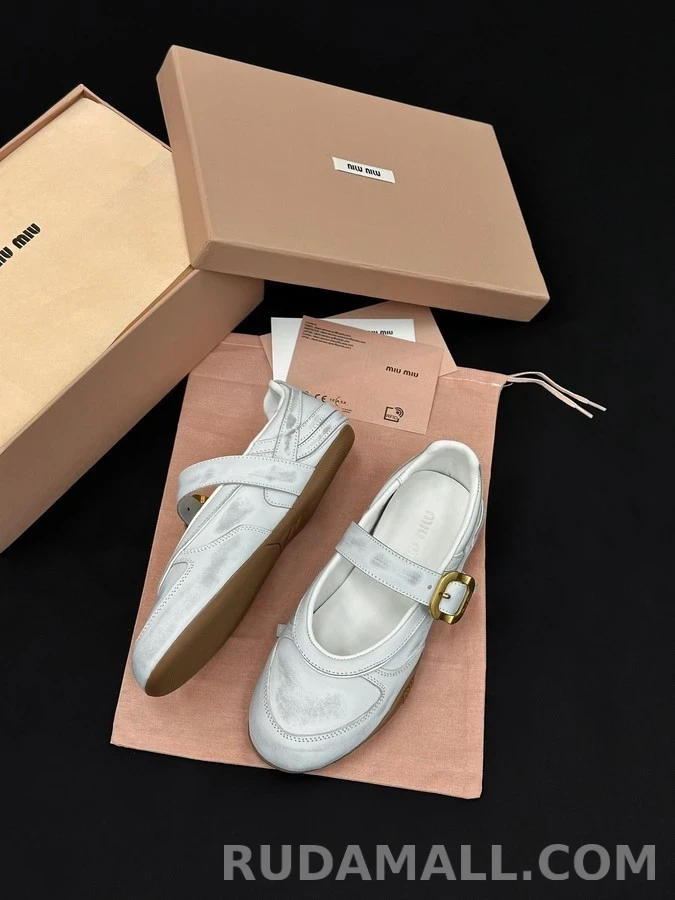 미우미우 미우미우 워싱 레더 메리제인 스니커즈 상세 이미지