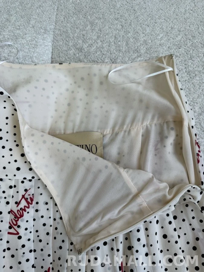 발렌티노 발렌티노 레터링 도트 플리츠 스커트 상세 이미지
