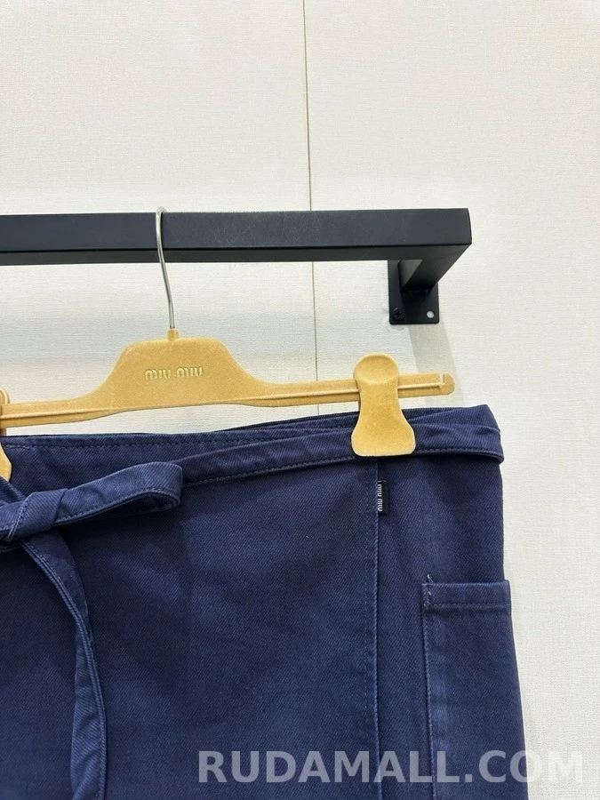 미우미우 미우미우 보우 데님 랩 스커트 상세 이미지