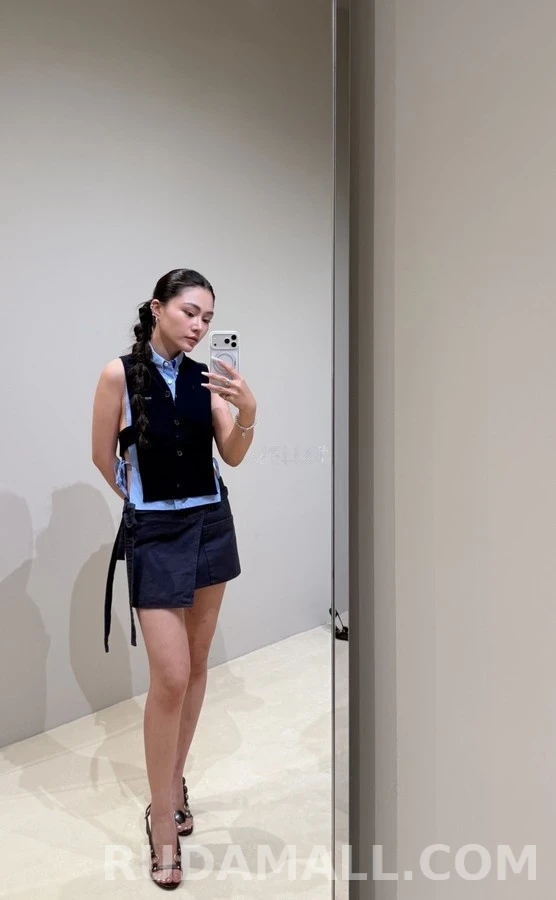 미우미우 미우미우 보우 데님 랩 스커트 상세 이미지