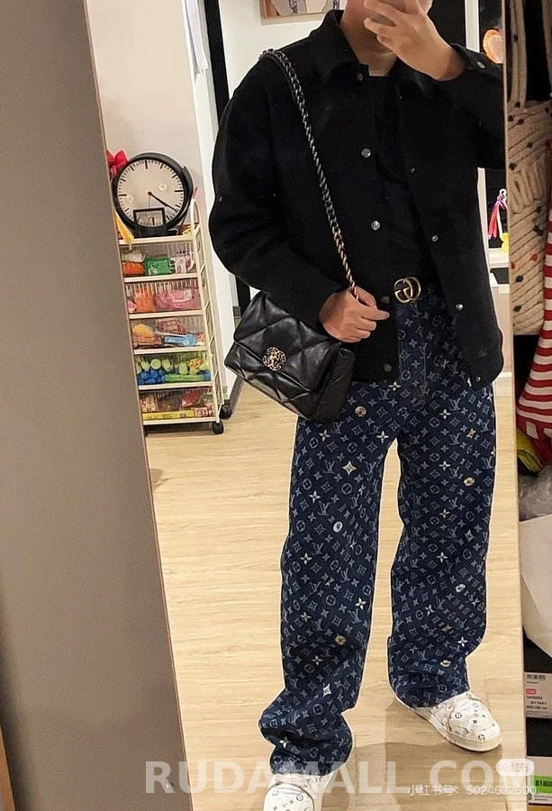 루이비통 루이비통 모노그램 데이지 자수 데님 팬츠 상세 이미지