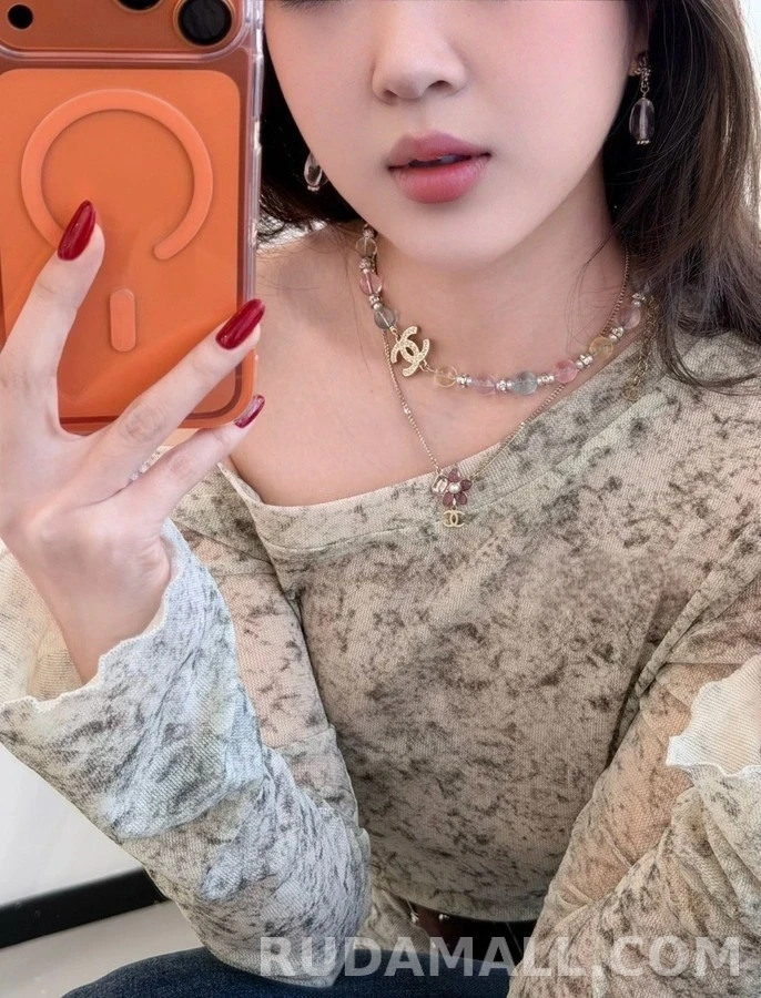 샤넬 샤넬 컬러 비즈 더블C 펜던트 목걸이 상세 이미지