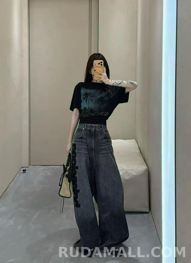 발렌시아가 발렌시아가 레터링 로고 와이드핏 데님 팬츠 상세 이미지