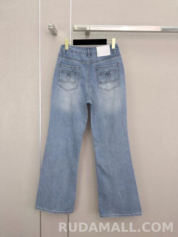 샤넬 샤넬 더블C 로고 부츠컷 데님 상세 이미지