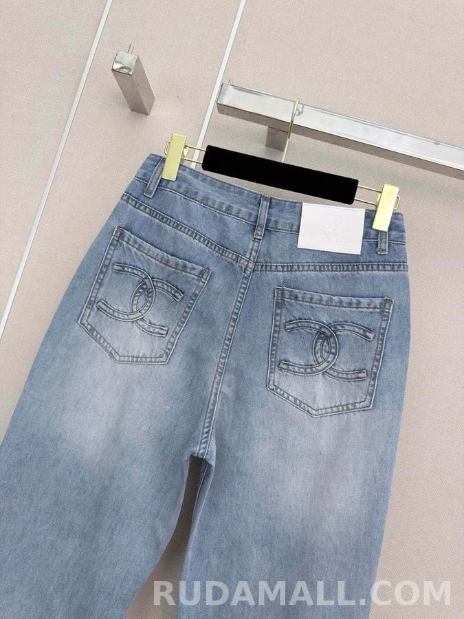 샤넬 샤넬 더블C 로고 부츠컷 데님 상세 이미지