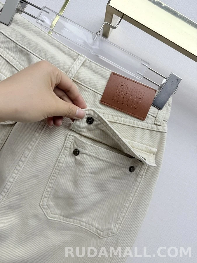 미우미우 미우미우 패치 포켓 와이드 레그 가죽 팬츠 상세 이미지