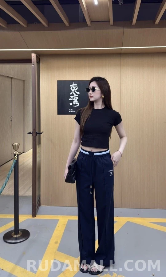 셀린느 셀린느 로고 드로스트링 와이드 팬츠 상세 이미지