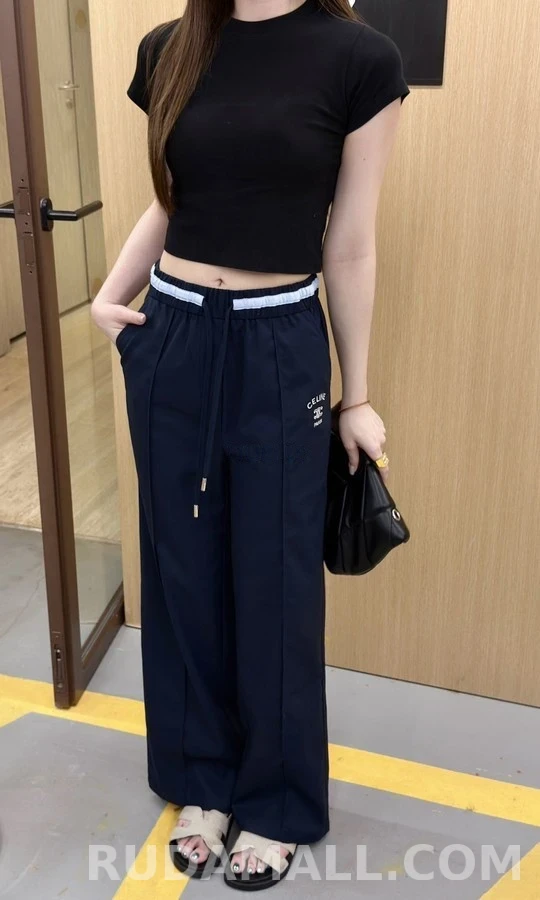 셀린느 셀린느 로고 드로스트링 와이드 팬츠 상세 이미지