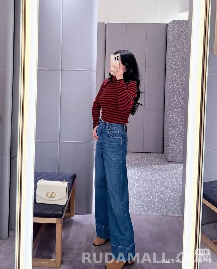 발렌티노 발렌티노 V 로고 와이드 크롭 데님 팬츠 상세 이미지