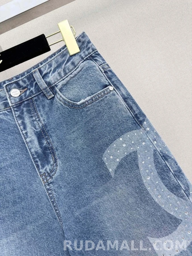 샤넬 샤넬 라인스톤 더블C 데님 팬츠 상세 이미지