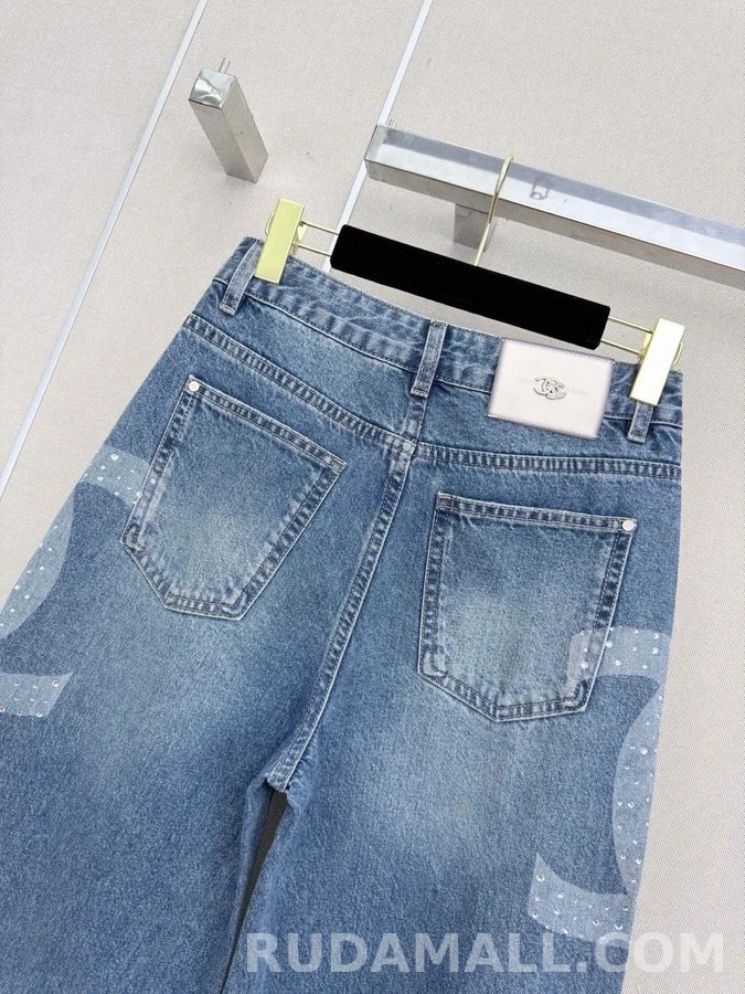 샤넬 샤넬 라인스톤 더블C 데님 팬츠 상세 이미지