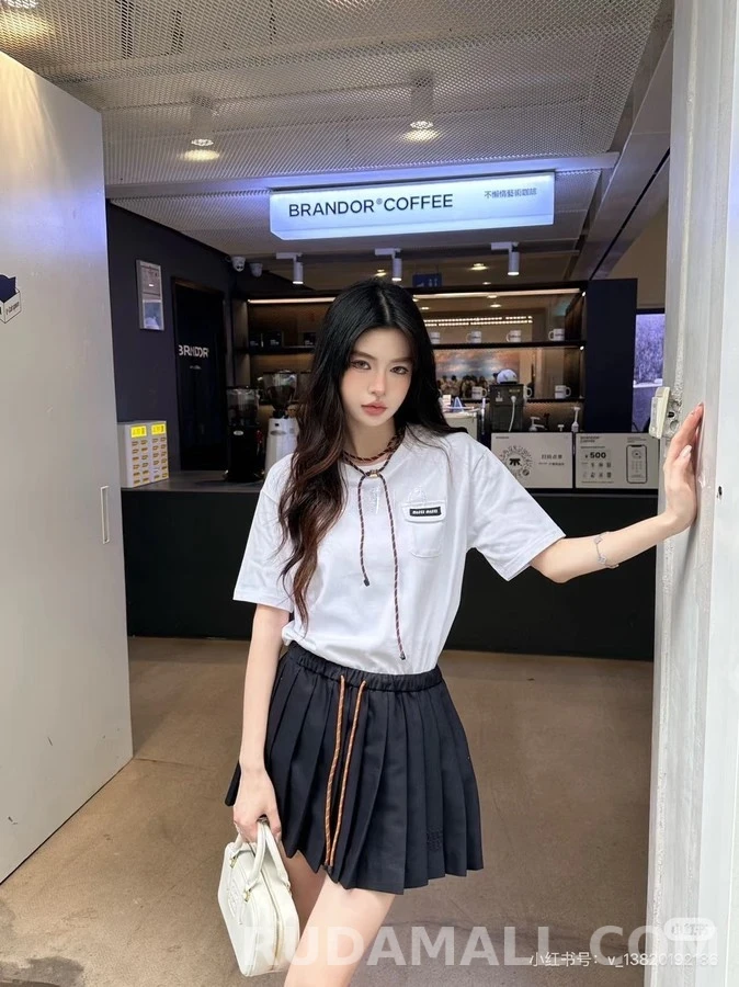 미우미우 미우미우 드로스트링 플리츠 스커트 상세 이미지