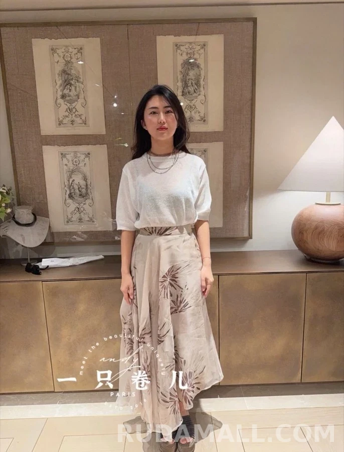 브루넬로 쿠치넬리 브루넬로 쿠치넬리 달리아 플라워 불규칙 헴라인 스커트 상세 이미지