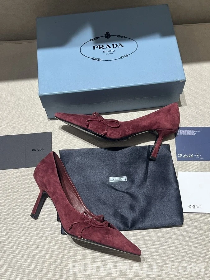 프라다 프라다 스웨이드 뾰족코 보우 힐 상세 이미지